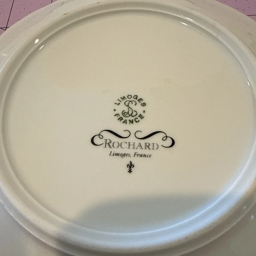 Rochard Limoges Dessert/salad Plates Fruit Design made in France Signed set of 4